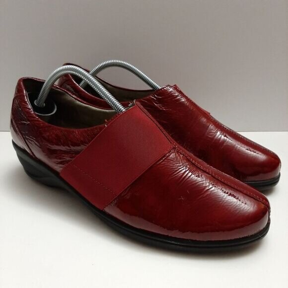 WALDLÄUFER Low Wedge Loafers Red Patent Leather Shoes Sz US 10 - Picture 16 of 16